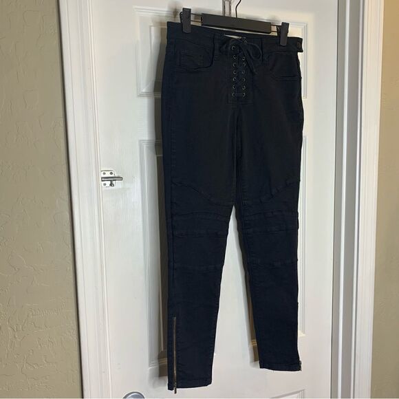 Joie Adorea Ankle Zip Lace Up Ankle Pants Caviar Size 26 - Picture 4 of 14